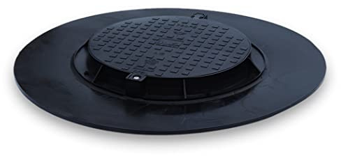 Varile 1200mm XXXL Schachtabdeckung aus Kunststoff I universal Gullydeckel I Zisternendeckel (Schwarz)