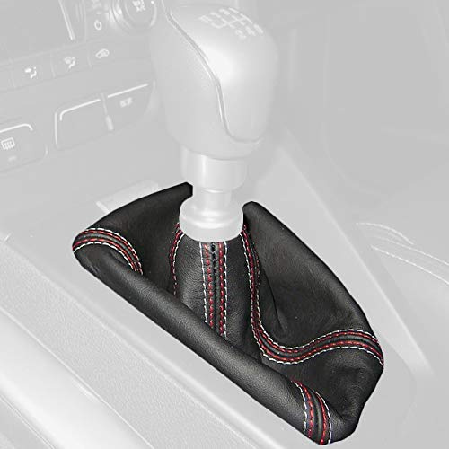 RedlineGoods ST Schaltsack Manschette kompatibel mit Ford Focus Mk3 2011-18. Maßgeschneidert - Nicht universell. Echtes Top Qualitat Italienisches Alcantara. Schwarz mit Silberem Faden