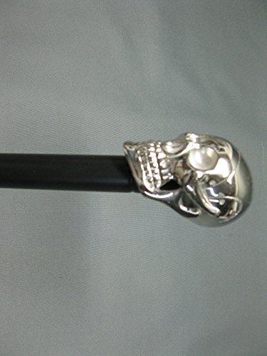 Edelstahl Gehstock Spazierstock Wanderstock 90cm Skull Totenkopf mit Metall Griff Walking Stick