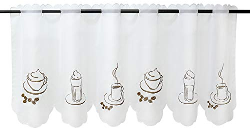 HeichkelL Voile Kaffee-Motive Scheibengardine »Besseit« Gardine Küche Kurzstore Transparente Bistrogardine Weiß H*B 30 * 120cm