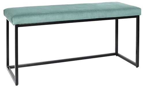 HOME DECO FACTORY - HD6837 Banco Diseño Escandinavo - Terciopelo Azul Pato - Ideal para Salón, Dormitorio o Entrada - Confort Óptimo - Dimensiones 100 x 39 x 49 Cm