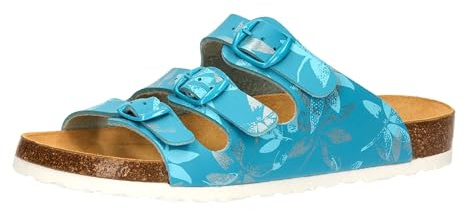 Lico Damen Bioline Leave Hausschuhe, türkis/Silber, 38 EU