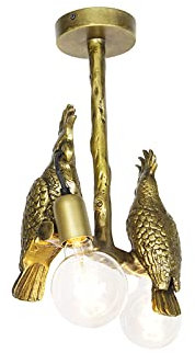 Qazqa - Landhaus I Vintage Vintage Messing Deckenlampe 2-flammig - Papegoje I Wohnzimmer I Schlafzimmer - Aluminium Länglich - LED geeignet E27