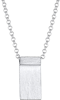 Kuzzoi Herren Halskette mit Anhänger Rechteck (15 mm), Herrenkette aus 925 Sterling Silber, Kette mit maskuliner Platte für den Mann, Münz Kette Herren Silber mit Anhänger, Länge 55 cm