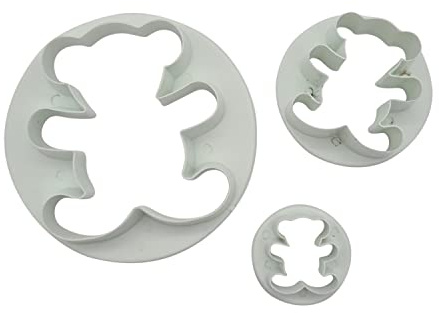 Yolli Teddy Bear Fondant Cutter Set - 3 Sizes - Sugarcraft Tools (1 Pk)