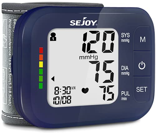 Blutdruckmessgerät Handgelenk, Blutdruckgerät Digitale automatische Blutdrucklangseitenmonitore mit unregelmäßiger Herzschlagerkennung, großes Display 2x60 Speicher, einstellbare Manschette, Batterie