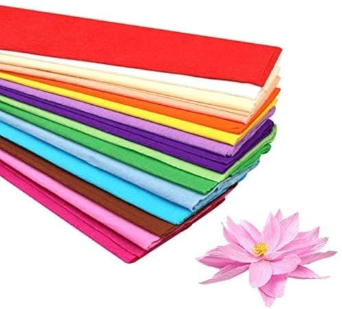 15 Colors Packing Crepe Paper Rolls - 50X100CM for Paper Flowers, Gift Wrapping, Floral Artwork, Assorted Color Sheets, Birthday Party, Wedding, Festival Ornament