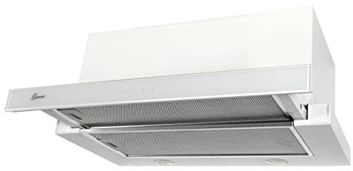 GURARI Flachschirmhaube GCH B 117 WH PRIME + 2x Kohlefilter, Einbau Dunstabzugshaube 60 cm, Weiß, Weiß Glas, 1000m³/h,Sehr Saugstark, 3 Stufen, Abzugshaube, Ablufthaube, Umlufthaube