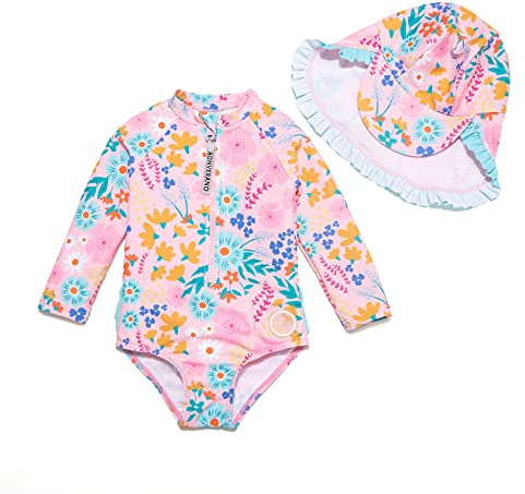 BONVERANO Bañador de una Pieza de Manga Larga para bebé niña protección UV 50+ (Rosa-Rosa,24-36meses…
