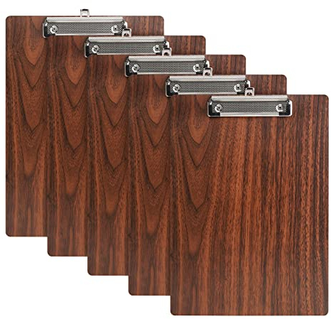 Klemmbrett Holz A4,5 Stück Schreibbrett Klemmbretter mit Metalklemme, Schreibplatte Clipboard Zwischenablage