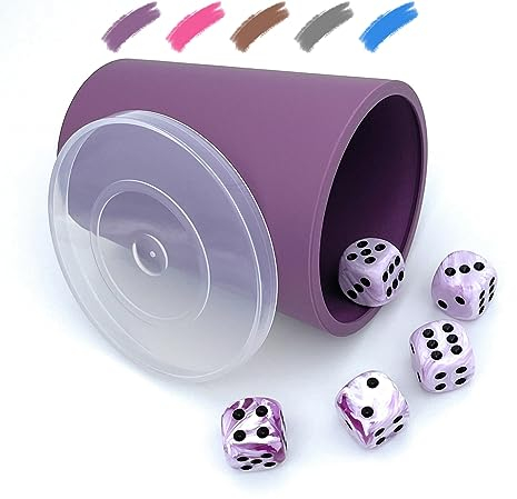 DiceCupFlex - Flexibler Würfelbecher mit Deckel inkl. 5 Würfel - Made in Germany (Lila)