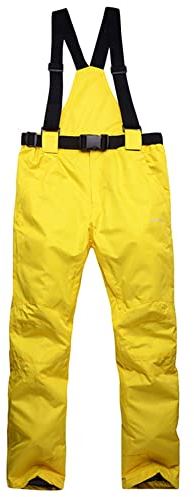 Bestgift Winter Skihose für Damen und Herren Warm verdickte Skihose, gelb, XXL