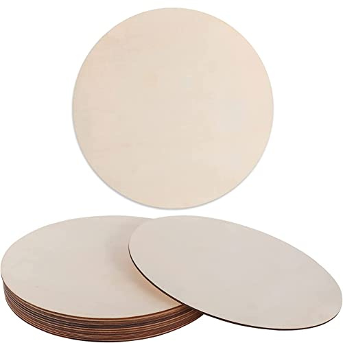 YIEUR 8 dischi di legno da 20 cm di diametro, sottobicchieri rotondi in legno non trattato, per il fai da te, per artigianato, scrittura, incisione laser, intaglio, pittura (20 cm)