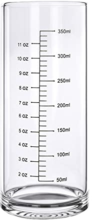350ML Glass Measuring Cup with Double Scale Cold & Heat Resistant Borosilicate Graduated Glass Clear Water Drinking Cup Thick Bottom Teacup Milk Juice Coffee Mug, Microwave Oven Freezer Safety