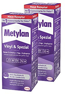 Metylan Vinyl und Spezial, Tapetenkleister für Struktur-, Präge-, und Vinyltapeten, optimale Anstrichstabilität und einfaches Ausrichten, Kleister mit hoher Ergiebigkeit, transparent, 2x360g