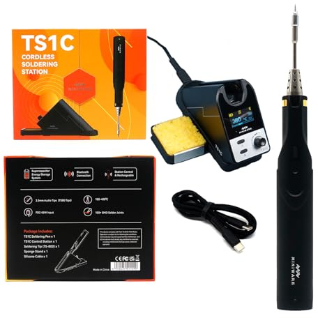 TOOLSAGE Soldering Station TS1C Cordless Smart Digital Bluetooth Soldering Iron Kit Fast Heating Up Portable Original Welding Tool with TS80/80P B02 Tip