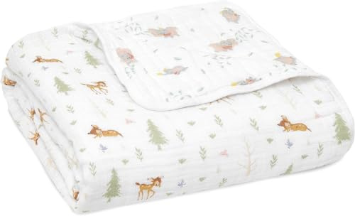 Aden + Anais™ Essentials Baumwoll-Musselin-Decke Disney + Friends, Babydecke für Mädchen und Jungen, leicht, weich, ideal für Neugeborene und Kleinkinder, Bambi im Wald