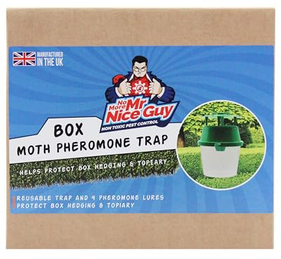 Box Moth Trap - 1 Trap & 4 Pheremone Lures - 5 Months Supply - Box Tree Moth Caterpillar Non-Toxic Treatment - 1 Per 0.5 Acres - No More Mr Nice Guy