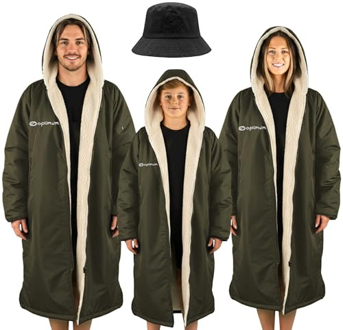 Optimum Drywrap Langarm-Dry-Windschutz, Wasserdichte, Übergroße Ponchojacke - Schwimmen, Surfen, Wassersport - Größe S, Khaki
