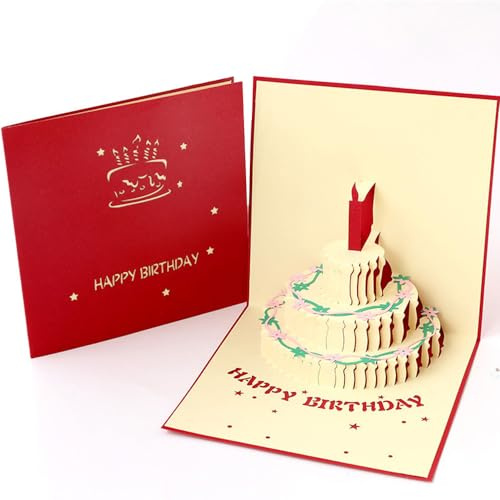 Wnddle Geburtstagskarte, 3D Pop Up Grußkarten Geburtstag, Happy Birthday Geburtstagskarte, Pop Up Kuchen Geburtstagskarten, Geschenk für Ihre Familie, Freunde und Liebhaber Special.