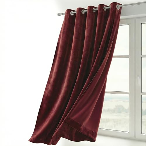BEAUTEX Samtvorhang Ösen Bordeaux 140x225 cm Velvet Verdunkelung | Weicher Velvet-Samt, blickdicht, lichtmindernd, pflegeleicht, viele Farben und Größen