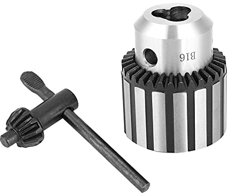 Portabrocas de Alta Resistencia B16 de 0,5-13 Mm con Llave, Orificio Cónico de Alta Precisión, Revestimiento Preventivo de óxido, Fuerte Fuerza de Sujeción, Ideal para Centrar y