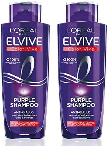 L'Oréal Paris Shampoo Antigiallo Color Vive Purple, Shampoo Antigiallo Per Capelli Schiariti, Biondi, Decolorati E Grigi, 200 Ml (Confezione da 2)