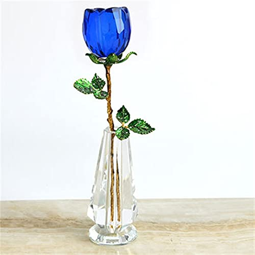 IDUTQUMW Steinhandwerk Kristallrosenblumenfiguren Glashandwerk Hochzeit Valentinstag Gefälligkeiten Geschenke Rose Briefbeschwerer Tischdekoration Ornamente Geschenke (Color : Plum)