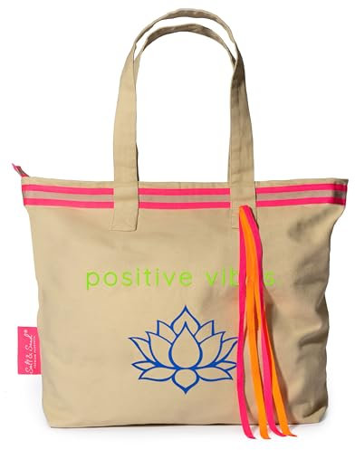 Salt & Sand The Tote Bag - Canvas Tasche Damen mit Reißverschluss und Innentasche - Umhängetasche Damen - Premium Qualität made in Europe - Handtasche Damen mittelgroß