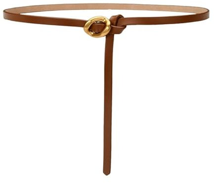 DUOMIYX Gürtel Damen Dünner Gürtel Aus Weichem Leder Mit Schnürung, Lässiger Und Vielseitiger Gürtel-Braun-105Cm
