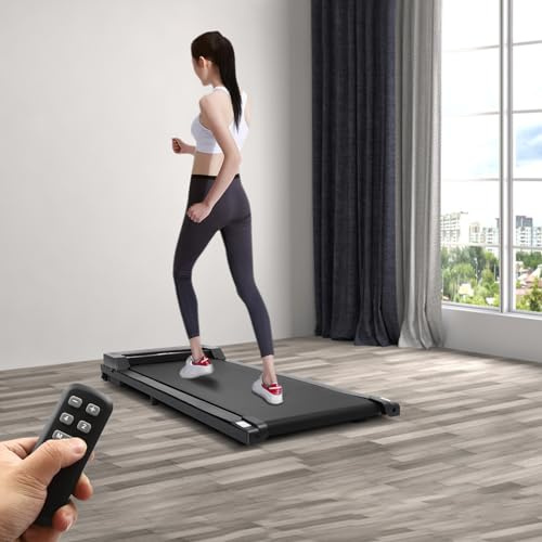 Walking Pad bis 8 km/h, Laufband Schreibtisch mit Fernbedienun,LCD, Mini Treadmill Leise für Zuhause/Büro, Keine Installation erforderlich