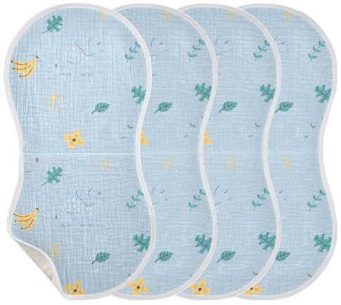 KLL - Spucktücher für Babys und Mädchen, 4 Stück große Baumwolltücher für Babys, extra weich und saugfähig, bequeme Spucktücher, Babytücher, Elefanten für