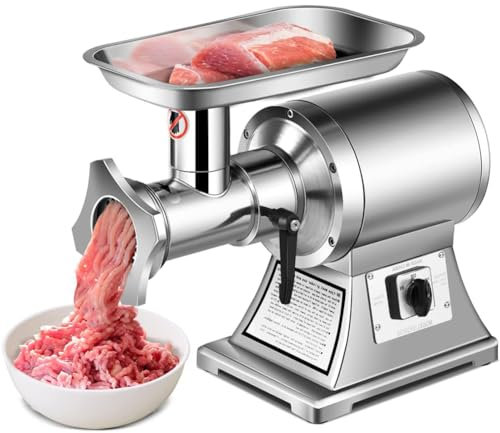Picadora de carne eléctrica comercial de 850 W, máquina automática para picar y rellenar carne, embutidora de salchichas con 3 placas de corte, con función inversa, para carne, aves y verduras