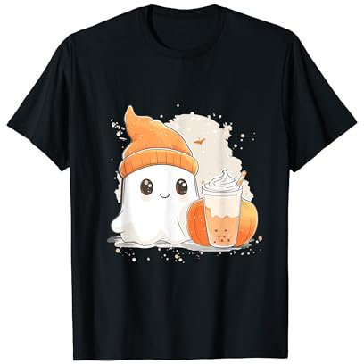Ghost Beanie Halloween Kürbis Gruselig mit Bubble Tea T-Shirt