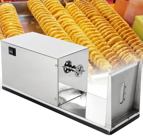 Affettatrice A Spirale Per Patate Elettrica, Tagliapatate A Spirale In Acciaio Inossidabile, Spessore Uniforme 1,5-2 Mm, Con Controllo Dell'Interruttore, Semplice Da Usare, Per Crostate Di Patate, Bar