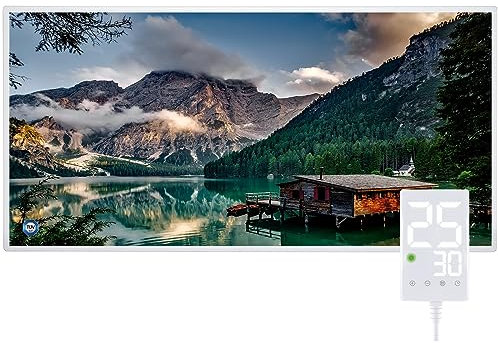 Hocosyme Infrarotheizung Bild 800 Watt, Infrarotheizung Wandmontage mit Thermostat, Wochentimer - Elektroheizung mit Überhitzungsschutz - TÜV - Lake.