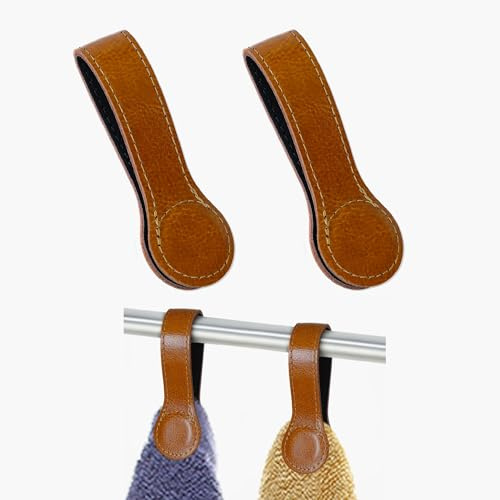 Sozize Leder Handtuchclips Magnetische Küchenhandtuchklammern für Ofengriff Badetuchklammern für Handtuchstangen oder -regale, Küchen- und Badezimmerzubehör (2, Hellbraun)