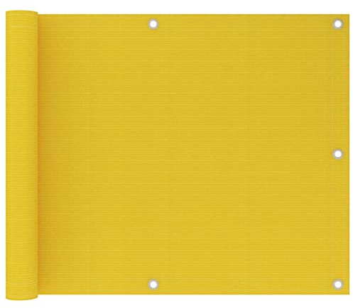 puraday Outdoor Sichtschutz 75x600 cm mit Ösen PE Seil Terrassebespannung Balkonsichtschutz Garten Balkonverkleidung Schimmel und UV Beständig Blickdichte Balkonabdeckung Gelb HDPE