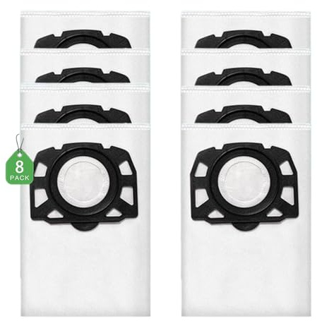 8-Pack KFI 487 Vacuum Cleaner Bags for Kärcher WD4/WD5/WD6/WD5P/WD6P/MV4/MV5/MV6 - Fleece Filter Dust Bags (2.863-006.0 Compatible)