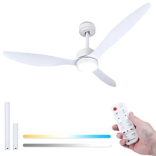 Aigostar Ventilatore da Soffitto con Luce e Telecomando Silenzioso 52, Dimmerabile, 2700K-6500K, 40W Motor DC Reversibile, 6 Velocità, Adatto per soggiorno, camera da letto e sala da pranzo