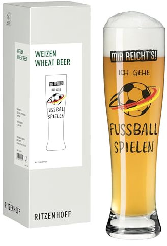 RITZENHOFF 8163002 - Vaso de cerveza de trigo (500 ml), diseño de fútbol, color negro, rojo y dorado