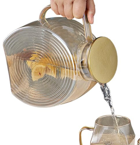 Glass Jug, Glass Beverage Pitcher 2.5L, Water Container With Stainless Steel Lid, Refrigerator Kettle For Coffee, Juices, Milk, Cold Drinks, Home Kitchen, Counter, Workplace, Restaurant, Garden