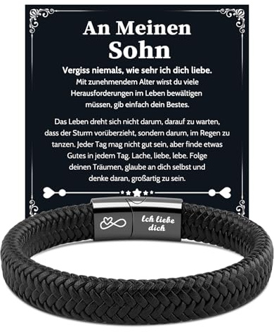 VU100 Geschenk für Sohn An Meinen Sohn Armband Geschenke 16. 18. Geburtstag Junge Armbänder Geburtstag Weihnachten Herren Lederarmband Betser Sohn Geschenke von Mama Papa