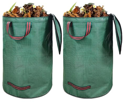 Gartenabfallsack Mit Deckel Und Griffen Wasserdicht Faltbar Wiederverwendbar Für Gras Laub Hecke Und Grünschnitt Stabiler Selbststehender Gartensack Ideal Für Gartenabfälle Und Laubsammeln (272L x 2)