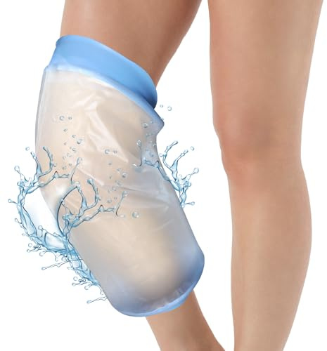 Protection de plâtre imperméable bleue pour genoux, protection en plâtre étanche, protection des jambes lors du bain, réutilisable, bandage de protection de douche, pied pour jambe
