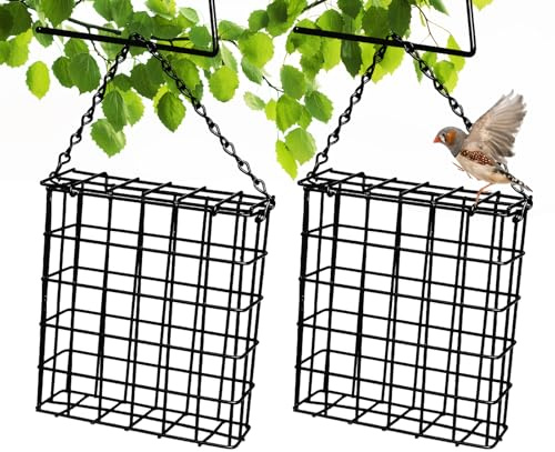 Meisenknödelhalter, Vogelfutterspender, Maisenknödelhalterung, 2 Stück Futterspender Vögel, Vogelfutter Spender Zum Aufhängen, Futterstelle Für Vögel, 13,5 X 4,5 X 14 cm