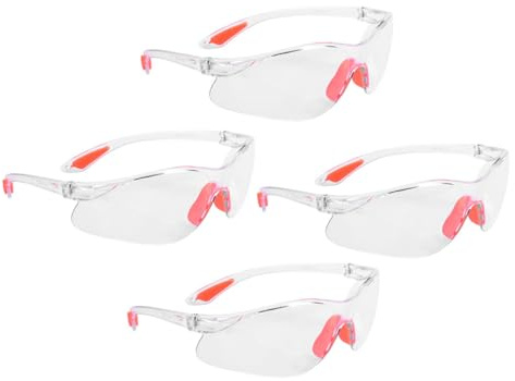 Alasum Gafas De Seguridad Transparentes Reforzadas 4 Unidades Lentes Antiarañazos y Protección Contra Polvo y Salpicaduras, Diseño Cómodo De Silicona Para Obra y Trabajo Industrial