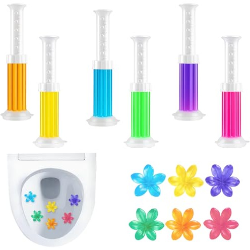Lot de 6 tampons WC en forme de fleur - Pour le nettoyage des toilettes - Parfum longue durée - Idéal pour le nettoyage des toilettes - Gel nettoyant et nettoyant pour toilettes