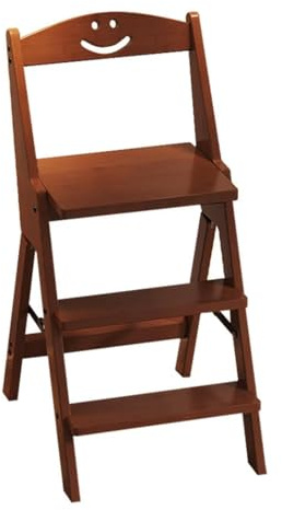3-Tier Folding Bamboo Step Stool Anti-Slip Portable Wooden Ladder for Kitchen Bathroom Household Space-Saving Storage