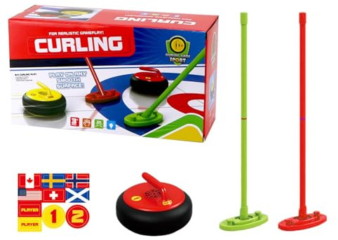 Curling-Spielspielzeug – Elektrisches Leichtes Eisstockschießen-Spielzeug, Heimsport-Set, Familienspaß-Ausrüstung | Eltern-Kind-Teamspiel Drinnen Für Kinder Erwachsene Indoor-Outdoor-Unterhaltung Gesc